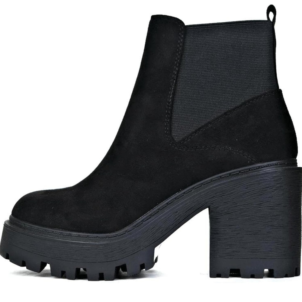 Soda Women's Chelsea Platform Block Heel Ankle Bootie, Black, Size 10